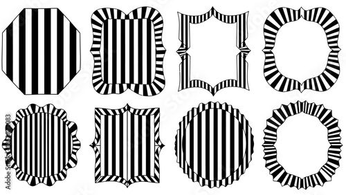 Collection of Ornate Black and White Striped Frames.
