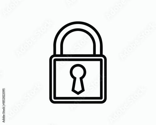Line Art Illustration of a Rectangular Padlock with a Keyhole security safety