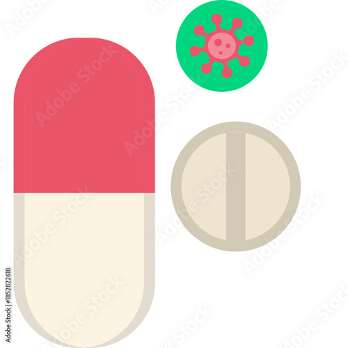 Antiviral Icon – Flat Style Virus Protection, Medical Treatment and Healthcare Symbol