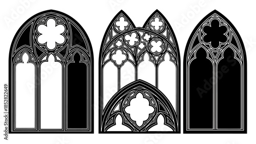 Gothic Arch Window Designs Set.