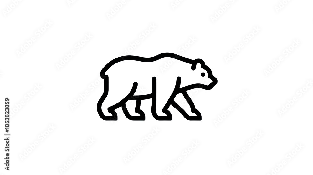 Fototapeta premium Outlined bear icon illustration minimalist animal silhouette design