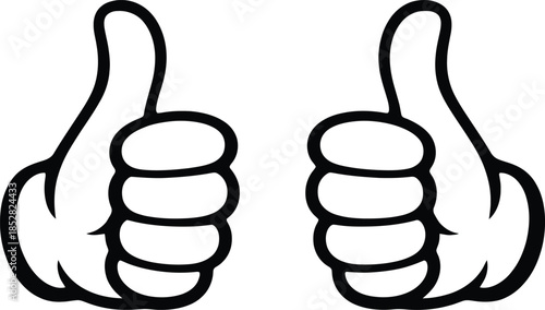 Black Outline Double Thumbs Up Hand Illustration