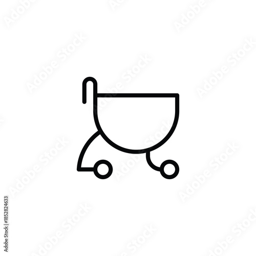 This minimalist shopping cart silhouette icon represents commerce, retail activity, and the purchasing process. Its clean, simple lines make it a universal symbol for online shopping, checkout pages