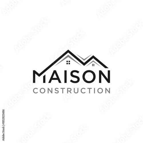 typography text maison real estate roof logo design vector template