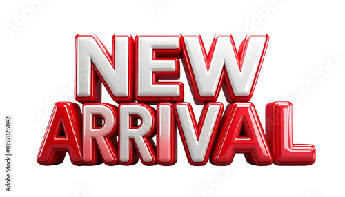 New arrival text isolated on transparent background, high-quality PNG with bold modern typography, perfect for marketing banners, ecommerce promotions, ads, and retail designs.