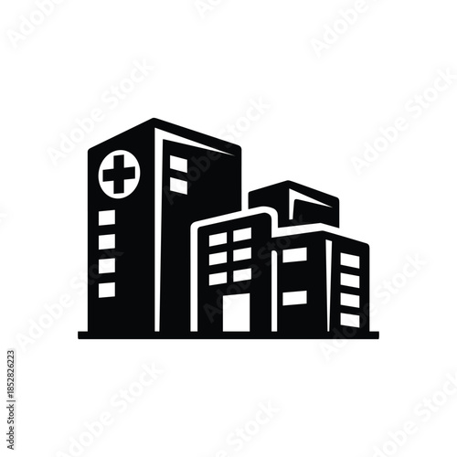 Modern hospital complex isolated on white background, Vector, illustration