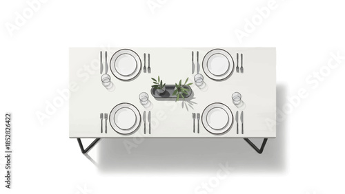 Elegant table setting for four with minimalist decor