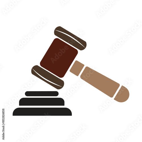 Gavel resting on block isolated on transparent background, isolated on white background, Vector, illustration