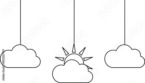 Simple Line of Sun and Clouds Hanging