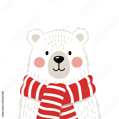 Polar bear wearing scarf