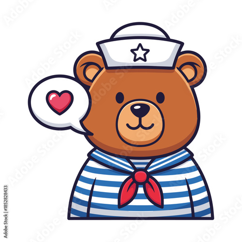 Adorable bear wearing sailor hat