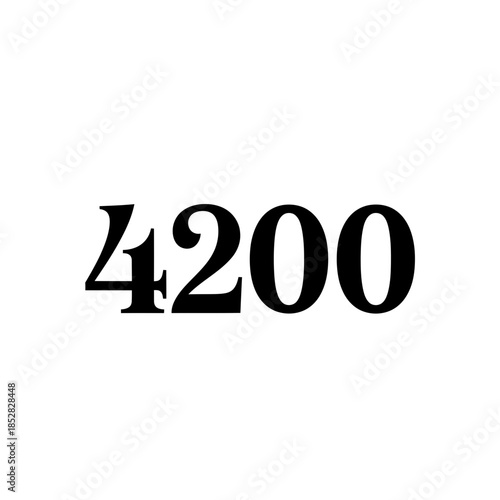 Bold numeral 4200 stands out cleanly, perfect for financial reports, countdowns, or modern design projects needing clear numerical impact.
