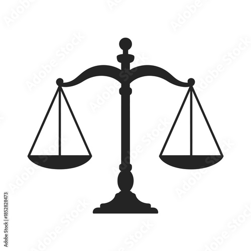 Scales of justice flat icon showing legal balance, law and fairness symbol,