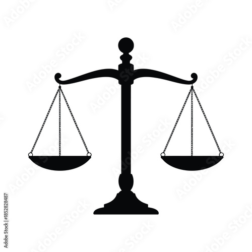 Scales of justice icon in flat vector style representing law, fairness and legal concepts, ideal for mobile apps,