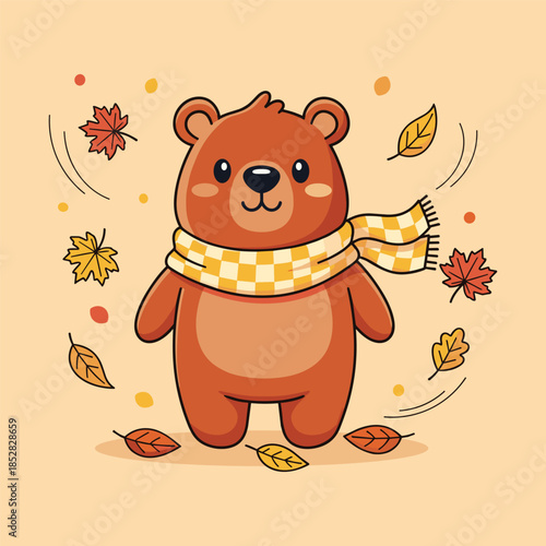 Cozy bear in autumn