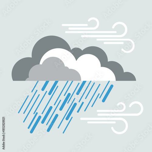 Dynamic storm clouds unleashing heavy rain and strong winds creating a dramatic atmospheric scene perfect for weather forecasts or dramatic storytelling.