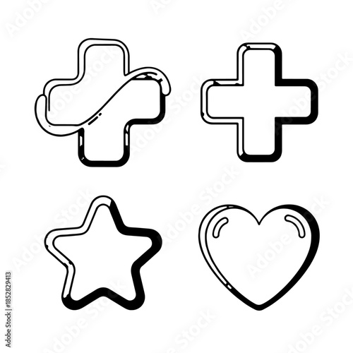 Vector medical icon with a cross design featuring a jigsaw puzzle piece shape as a symbol for a business teamwork solution and 3d connection concept