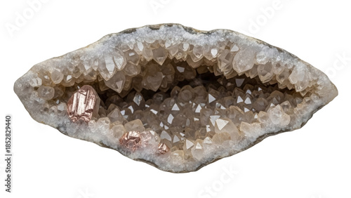 Photos Quartz geode with pyrite crystals isolated PNG, natural mineral formation with s