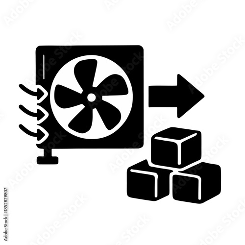 Icon Direct Air Capture: A large fan icon pulling in air and outputting solid carbon blocks.
