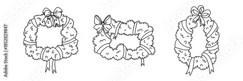 Seamless pattern with dark doodle snowflakes of various shapes on blue with circles. Minimalistic winter design for wrapping paper, Christmas gifts, seasonal textile prints or holiday digital images.