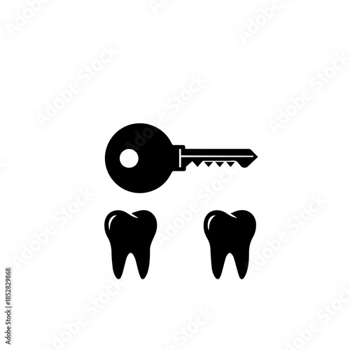 Key and teeth silhouette