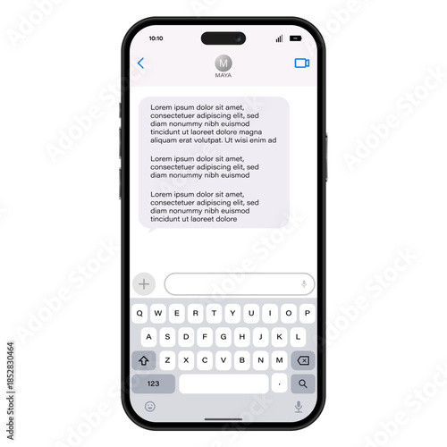 Modern smartphone screen showing messaging app interface with keyboard