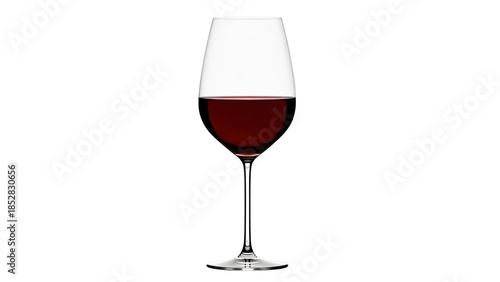 Elegant red wine glass isolated PNG, full of dark red wine on transparent background, perfect for restaurant menus and wine tasting events