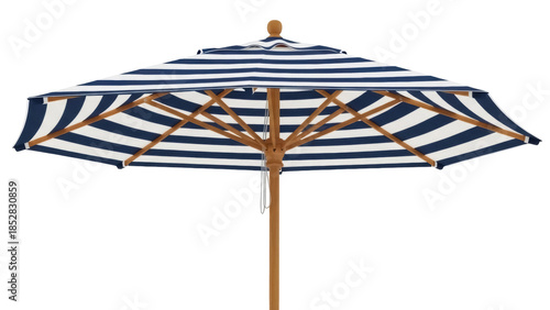 Billede på lærred Navy and white striped patio umbrella isolated PNG on transparent background, ou