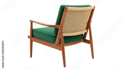 Foto Mid-century modern armchair PNG isolated on transparent background, green uphols