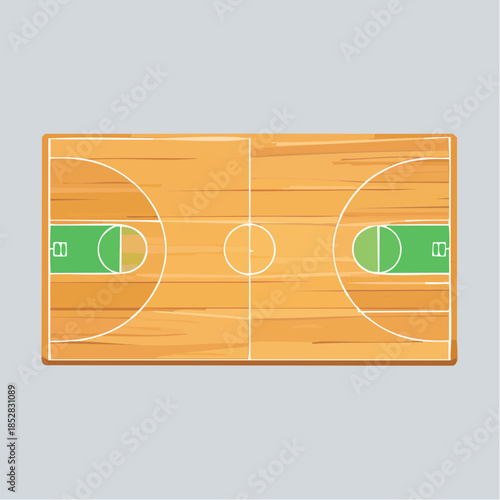 Basketball court with markings. Basketball playground markings with lines