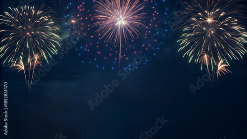 Vibrant fireworks display in night sky