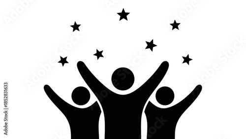 Celebration of Success with People and Stars.