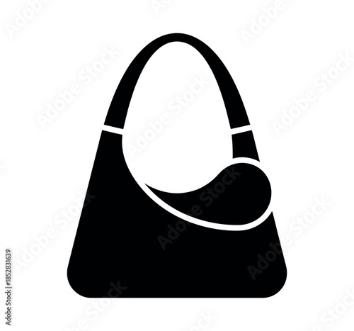 Black hobo handbag vector icon design for fashion and shopping
