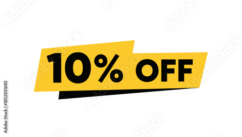 10 Off Discount Sale Promotion Yellow Sticker Banner.