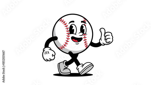Cartoon Baseball Character Giving Thumbs Up.