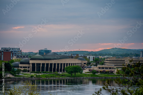 Canadian Museum of History beside the Ottawa River at dusk