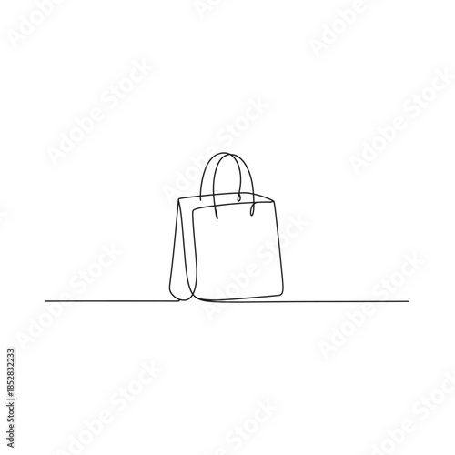 Simple line drawing of a tote bag minimalist aesthetic single continuous stroke