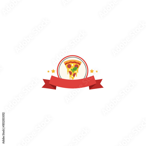 Pizza slice badge isolated on transparent background