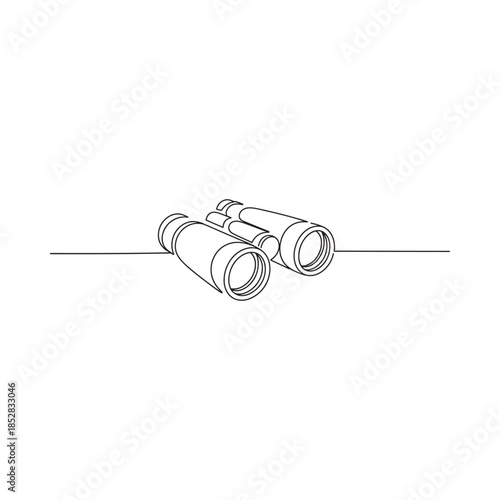 Simple line drawing of binoculars a minimalist illustration in black and white