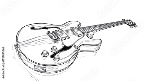 Detailed illustration of an electric guitar against a clean white backdrop