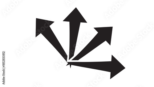 Market Expansion Arrows Pointing Upward and Outward Representing Strategic Business Scaling Opportunity and Diverse Revenue Streams in a High Impact Minimalist Graphic Design Vector Illustration