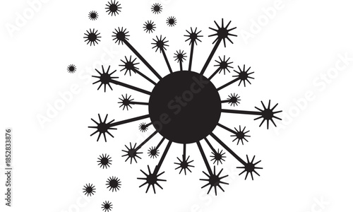 Illustration of Viral Spread Motion and Pathogen Diffusion Symbolizing Infectious Growth and Rapid Distribution of Microscopic Particles in a High Velocity Dynamic Vector Art Composition