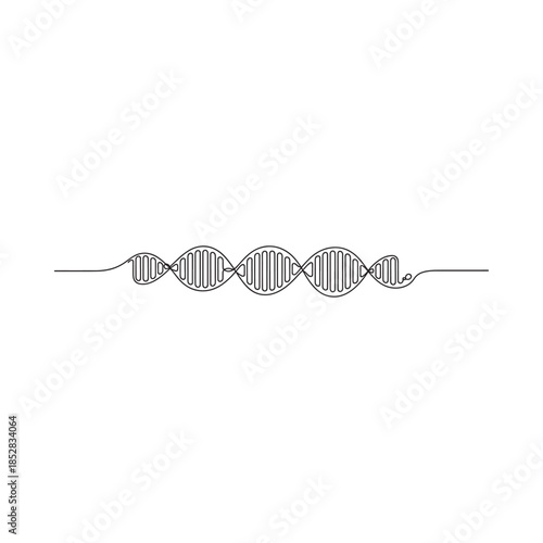 Simple black and white illustration of a dna double helix structure on white