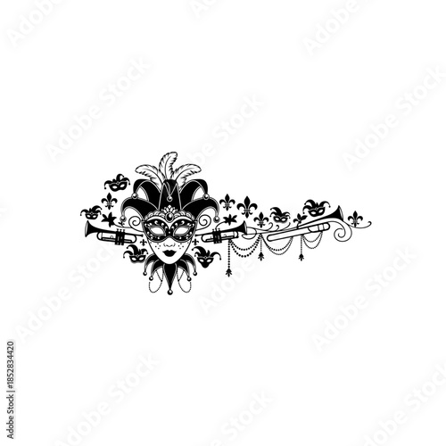 Masquerade musician isolated on transparent background