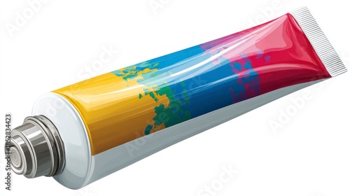 Colorful paint tube illustration isolated on white for art and design