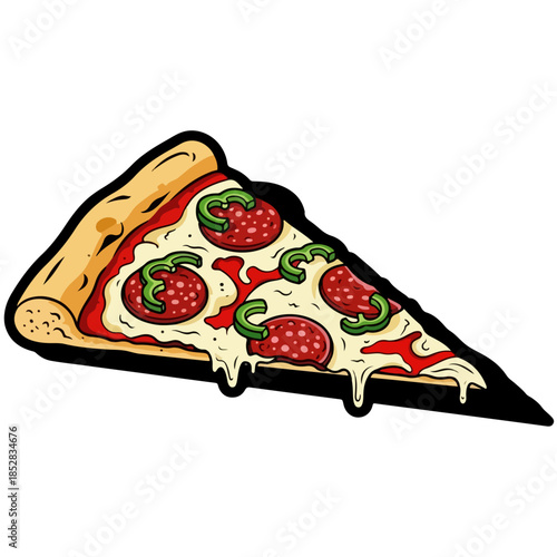 Delicious slice of pizza isolated on transparent background