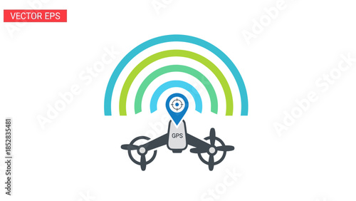 Drone with GPS and signal waves