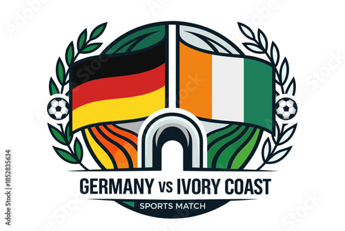 Germany vs ivory coast football match sports emblem vector logo
