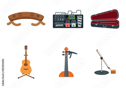Music instruments flat icons set