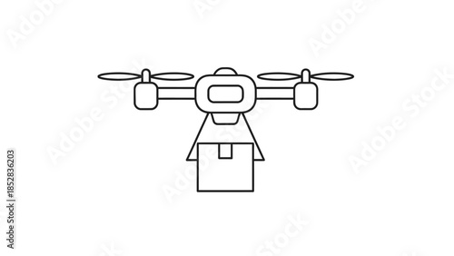 Line art of a drone delivering a package